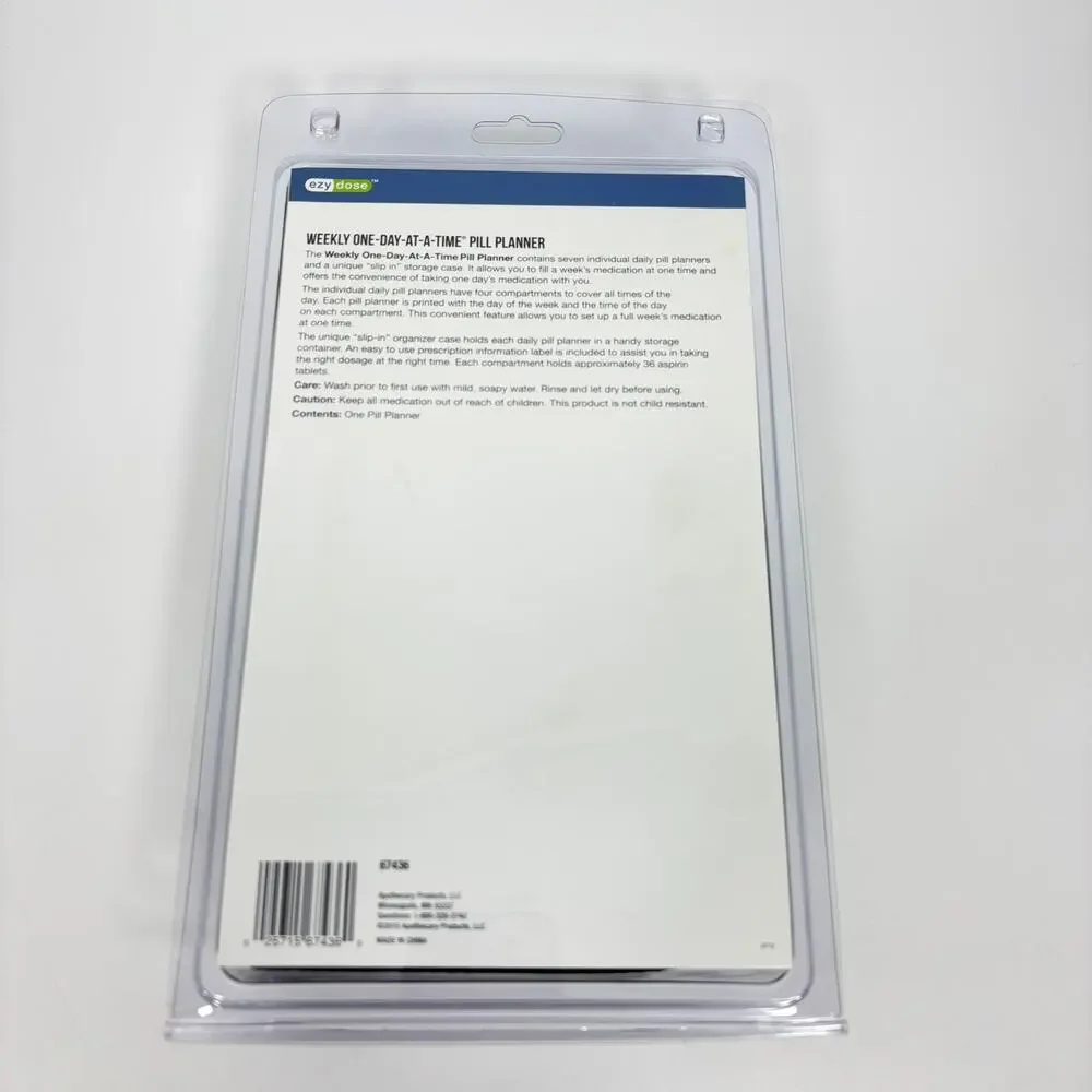 Ezy‎ Dose Pill Organizer Weekly Planner 7 Day Large 4 Times A Day w/ Travel Case